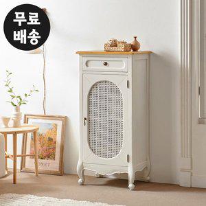 [벤티스가구]데브 엔틱 마호가니 원목 라탄 수납 장식장 수납장 인테리어 거실(아이보리)
