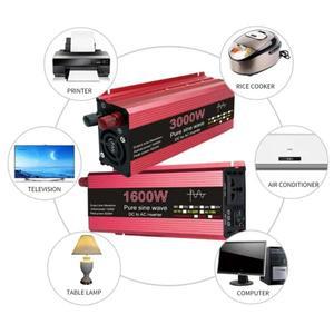 휴대용 태양열 인버터 보조배터리 변환기, 순수 사인파 인버터, DC 12V, 24V, AC 110V, 220V, 1000W, 1600W