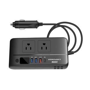 차량용 고출력 전원 인버터, 블랙 나인폴드 안전 보호 지능형 칩 액세서리, DC 12V ~ 110V AC 200W