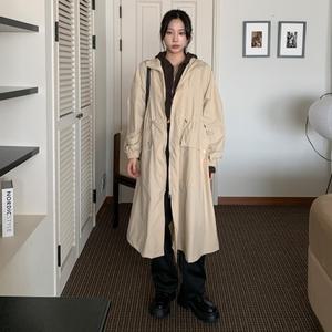 [다잇템] 여자 나일론 사파리 롱 트렌치 미니멀리즘 FW 윈드자켓 점퍼