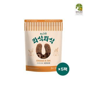 올리브 콰삭콰삭 치킨오트 120g 5팩 / 저칼로리 강아지간식 / 훈련간식