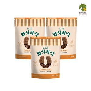 올리브 콰삭콰삭 치킨오트 120g 3팩 / 저칼로리 강아지간식 / 훈련간식