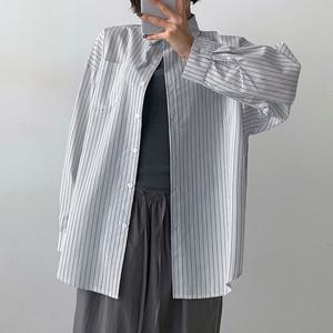여자 잔줄 스트라이프 오버핏 심플 봄남방 긴팔 셔츠