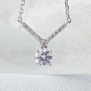 5부 7부 천연 다이아 목걸이 V 브이 우신 GIA 결혼 예물 선물 프로포즈