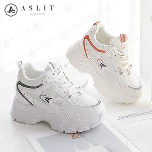 [애슬릿] 화이트 여성 메쉬 키높이 어글리 슈즈 런닝화