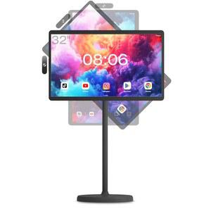 COZYLA MATE 32인치 모바일 휴대용 TV 스탠드 온 휠 지원 GOOGLE 스토어 풀 회전 터치스크린 모니터 내장 배터리 스마트 롤링 태블릿 4K 카메라 리모컨 블랙