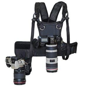 카메라 2대용 니카마 듀얼 숄더 하네스, 캐논 6D 600D 5D2 5D3용 캐리어 가슴 조끼 니콘 D800 소니 A7S A7R 파나소닉 올림푸스 DSLR 하이킹 클라이밍 웨딩 여행