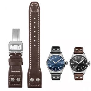 호환 IWC 가죽 시계 밴드 빅 파일럿 화염 방사기 어린 왕자 마크 18 스트랩 버드 나무 네일 팔찌 21mm 22mm