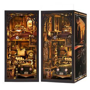 클래식 자동차 책 누크 키트 F1 DIY 나무 퍼즐 책장 삽입 장식 인형의 집 모델 북엔드 건물 선물 생일