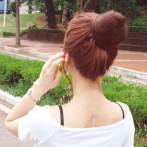[JHP9SSU4_51JB]와이어콤 똥머리가발 갈색 올림머리가발
