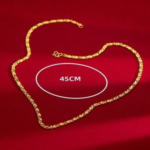 여성용 럭셔리 18K 골드 목걸이, 레트로 AU750 잔디 하트 반전 스웨터 체인, 대형 꽃 펜던트