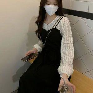 봄가을 원피스 레이스 나시레이어드 일체형 스트링