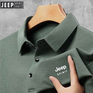 JEEPSPIRIT 남성용 자수 와플 원단 폴로 셔츠, 상의, 비즈니스 캐주얼 긴팔, 가을 신상