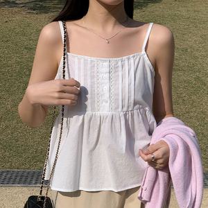 [코코블랑] 리치 레이스 나시 블라우스