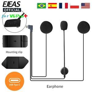 EJEAS V6 PRO + C타입 플매트 카펫 러그 바이크 오토바이 헬멧 헤드셋 이어폰  스피커 마이크 포함  클립