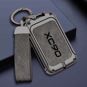 볼보 XC90 용 아연 합금 자동차 원격 키 케이스 커버 고급 체인 열쇠가없는 스타일링 액세서리가있는 가방