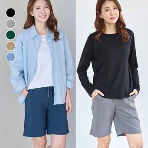여성 밴딩 반바지 시원한 인견 스판 여름 빅사이즈 릴렉스 쿨링 숏팬츠 데일리 하프 미디 기장 편리한 주머니 엄마옷 여자 바지