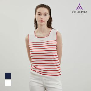[비비올리비아] 스트라이프 자수 나시_VVCBN4M3451