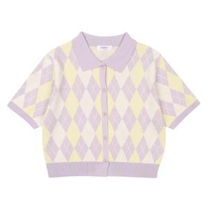 에꼴리에 HC14 아가일 카라 반팔니트가디건 아가일 카라 반팔 니트가디건 23B5081
