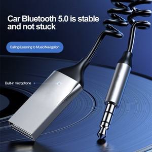 차량용 무선 블루투스 Aux 어댑터, USB to 3.5mm 잭, 리시버 송신기, 오디오 음악 마이크, 핸즈프리