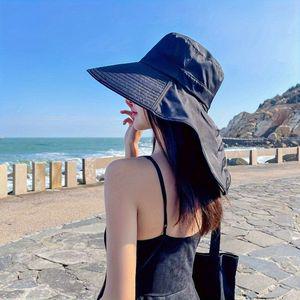 여성용 패셔너블 썬 프로텍션 버킷 모자  포니테일 홀 포함 - 통기성 폴리에스테르 조절 가능한 끈 조임 야