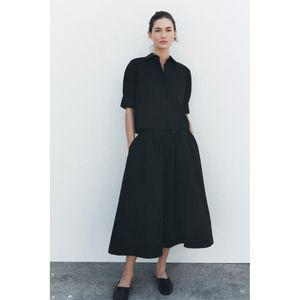 [정품] 자라 치마 데일리 직장인 출근룩 ZARA 볼륨 미디 스커트 ZW COLLECTION - 블랙588930