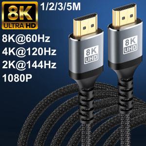 영상선 1/2/3/5/M 나일론 브레이드 8K 60Hz HDMI To 2.1 남성 오디오 비디오 케이블 48Gbps 노트북 PC 컴퓨터 모니터 카메라 HDTV PS4