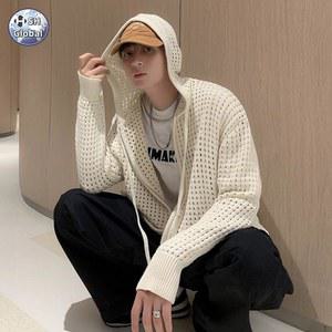 그물 베이지 가디건 블랙 메쉬 남성 후드집업 망사 자켓 니트 펀칭
