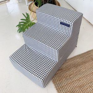 강아지 3단 스테블 계단 체크하얀남색 1P 반려견 스텝 강아지계단 애견계단 강아지3단계단 애견3단스텝