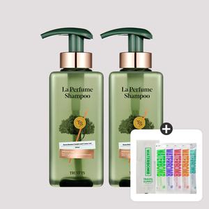 [선물박스] TS 탈모증상완화 라퍼퓸샴푸(드라마틱우디) 400ml x 2개+헤어바디 트래블키트 5종