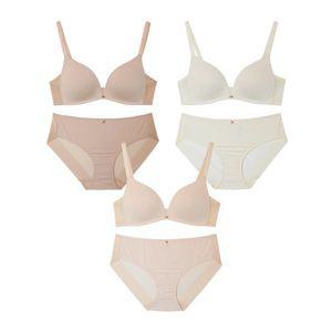 WONDERBRA [3PACK][스킨팔레트] 아쿠아 V넥 노와이어 브라팬티 세트