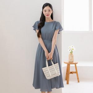 [시크라인] (~XXL까지) 헤포이 윙 소매 러플 쉬폰 원피스 여름 롱원피스 나들이룩 일상룩 데이트 모임 미시 빅사이즈