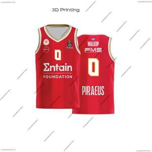 농구유니폼 농구복 져지 바지 나시 티셔츠 반티 24_25 새로운 도착 Olympiacos 아테네 농구 저지 그리스 남