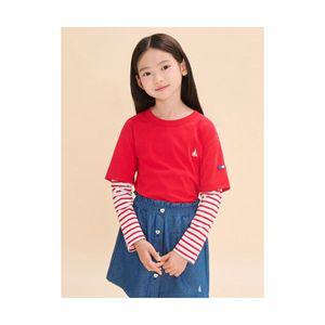 [매장정품] 빈폴 BEANPOLE 키즈 스트라이프 레이어드 티셔츠 레드 BI4741U066