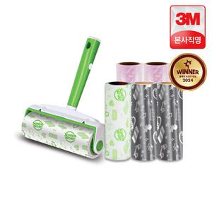 3M 돌돌이 테이프클리너 고양이 털 청소 대형 핸들 + 리필 6입 (종이형 2개+필름형 4개) 스카치브라이트
