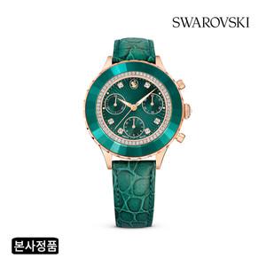 [스와로브스키/본사정품] Octea Chrono 그린 로즈골드 레더 시계 5672931