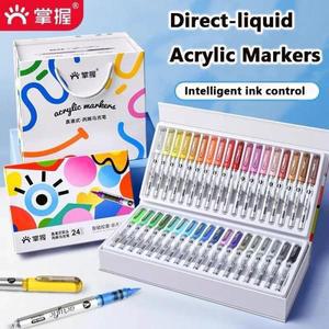 12/120 Colors Direct-liquid Acrylic Art Markers Paint Pens Brush Tip For Rock DIY Supplies Stationer