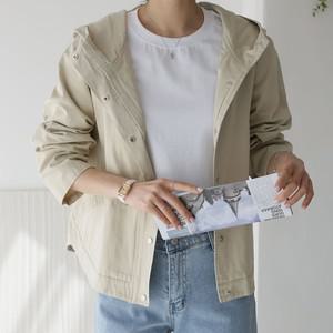 [하프클럽/옷자락]여자 봄아우터 코튼 버튼 박시 포켓 하이넥 후드 점퍼