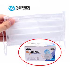 유한킴벌리 청정마스크 50매 개별포장 고탄력 밴드끈 44016 방역 위생 분진 차단 44296 부직포 일회용 먼지 마스크 청결 병원 환자 간호 실험실 청소 분말 흰색 백색 크린가드