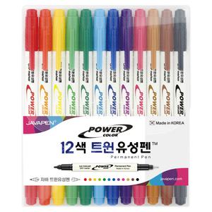 자바 12색 트윈유성펜세트 그림펜 매직펜 네임펜