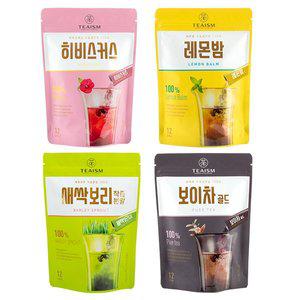 [쌍계명차]파우치 분말스틱 보이차,히비스커스,레몬밤,새싹보리  4종택1