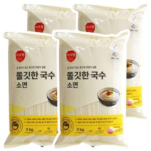 이츠웰 쫄깃한 국수 소면 3kg x 4개