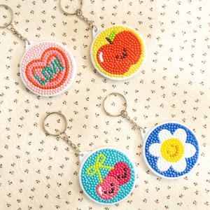 [오피스스쿨] 민화샵 KC인증 사랑하기 보석십자수 거울키링 만들기 4종 택1 DIY 가방열쇠고리 아크릴굿즈