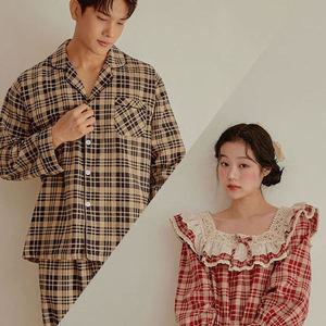 [lunaluz]커플 마고체크 코튼혼방 원피스(긴소매스퀘어넥) 22-07455