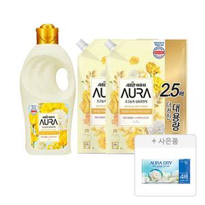 아우라 초고농축 섬유유연제, 미드나잇골드, 1L, 1개 + 리필, 1.7L, 2개 + 증정(드라이시트 프레시 10매, 1개)