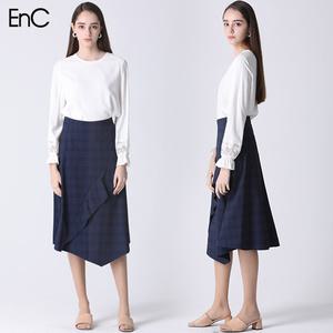 [이엔씨][EnC] A라인 체크 롱 스커트
