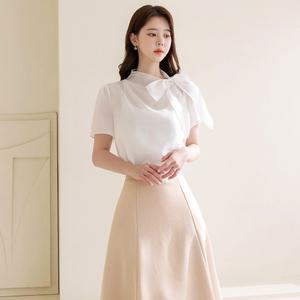 [시크라인] 라브리아 리본 트임 셔링넥 시스루 블라우스 빅사이즈/오피스룩/하객룩