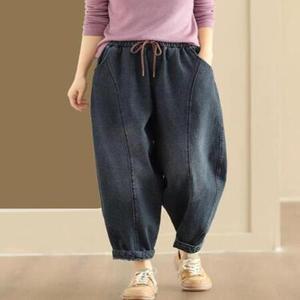 여자배기청바지 여성 가을 빈티지 면 데님 입체패치 슬림 배기팬츠 캐주얼 팬츠 바지 S3M2