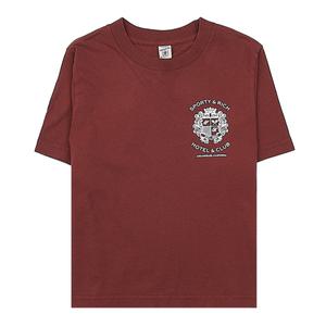 [롯데백화점]스포티앤리치 여성 로고 프린트 크롭 티셔츠 HOTEL CROPPED T SHIRT MAROON WHITE