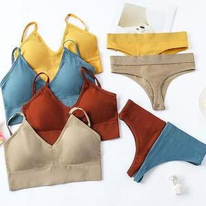 [오노마] ONM 캡내장 노와이어 스포츠 브라 T 티팬티 속옷 세트 (S10896732)